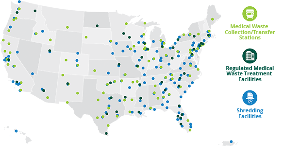 Carte du réseau Stericycle États-Unis